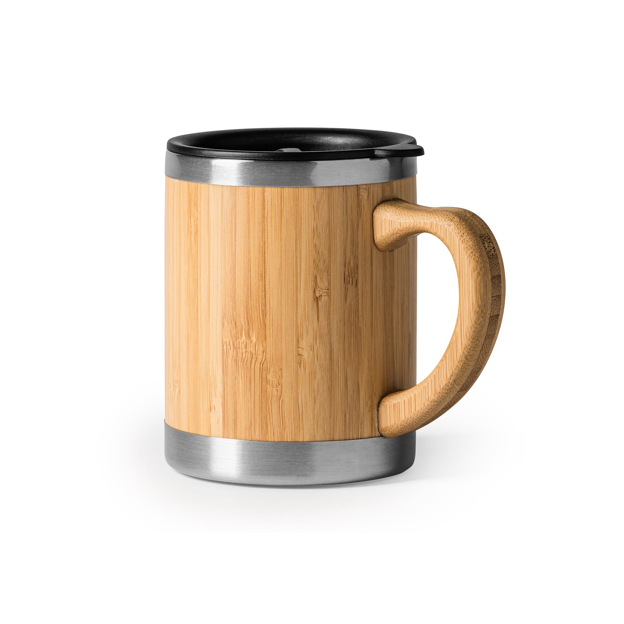 Tazza termica Loris in acciaio e bamboo 340 ml