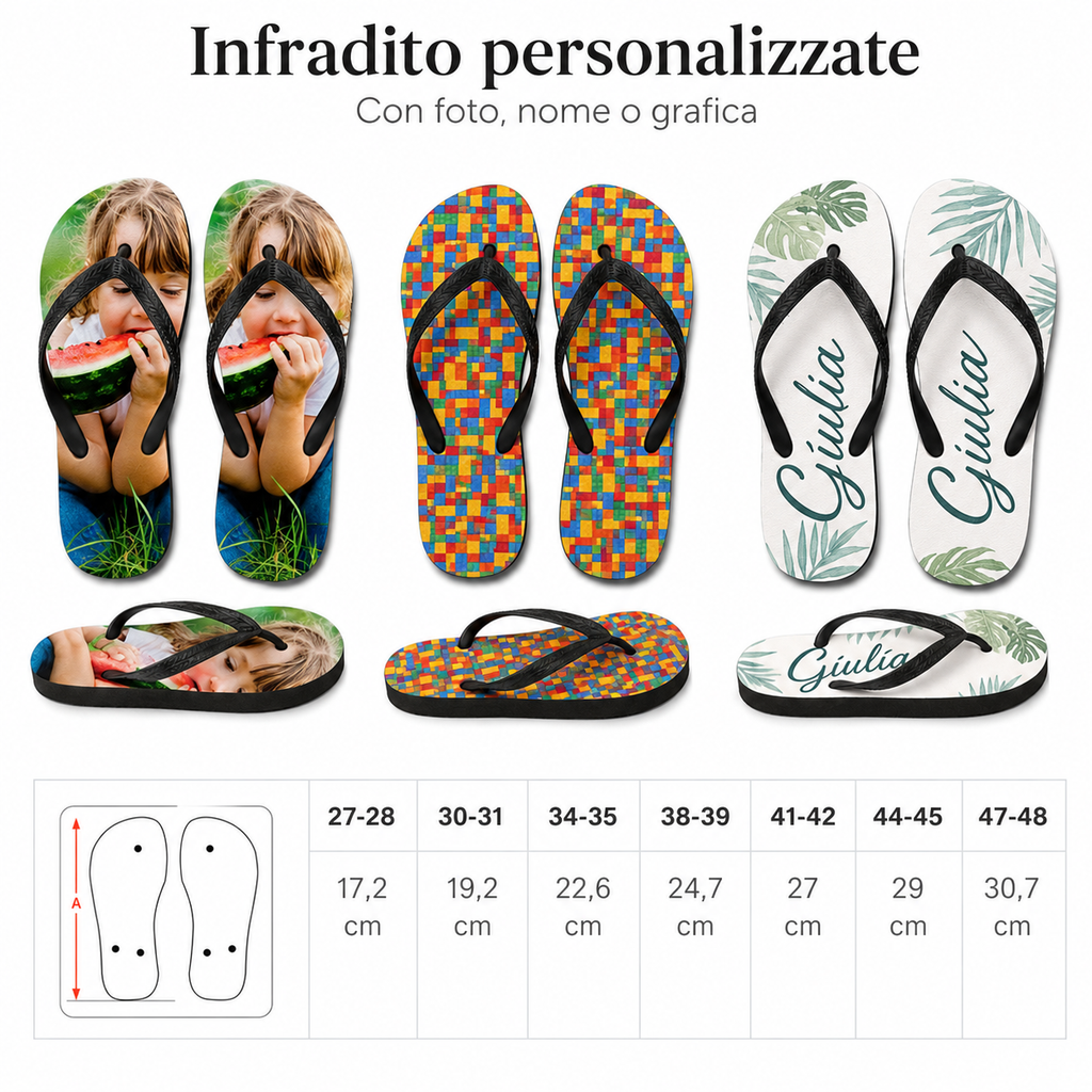 Infradito personalizzate con foto o grafica